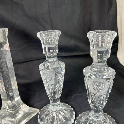 Cut crystal salts, Candle holders, vases