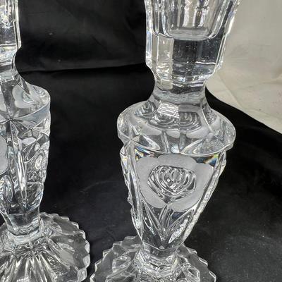 Cut crystal salts, Candle holders, vases