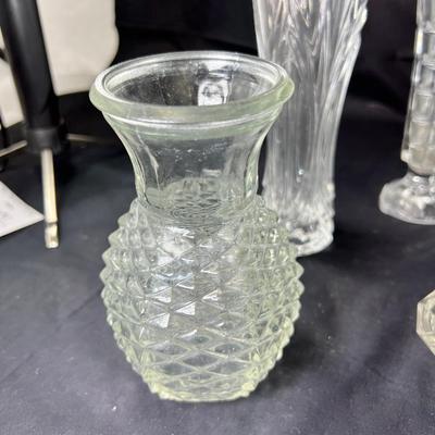 Cut crystal salts, Candle holders, vases