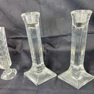 Cut crystal salts, Candle holders, vases