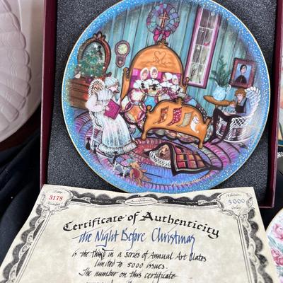 2 large china platters, Decor plates with COA, Large glass