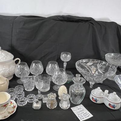 Cut lead cystal bowls, glasses