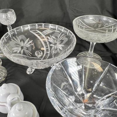 Cut lead cystal bowls, glasses