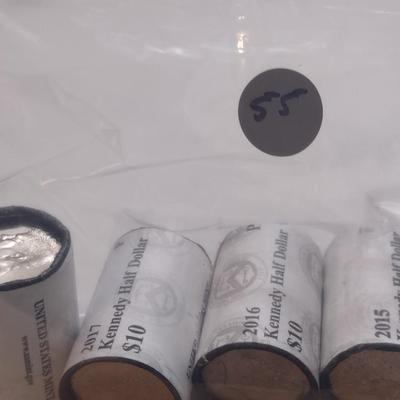 2014-2017 U. S. Mint Kennedy Half-Dolar $10 Rolls Uncirculated (#55)