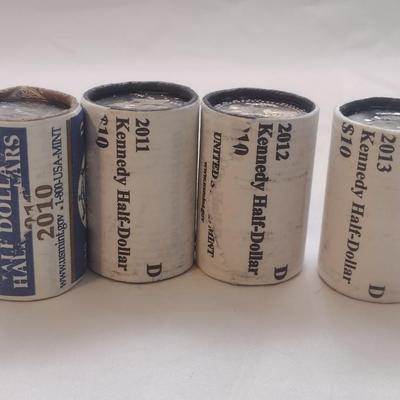 2010-2013 U. S. Mint Kennedy Half-Dolar $10 Rolls Uncirculated (#56)