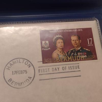 1975 Royal Visit Bermuda Queen Elizabeth Sterling $25 Silver Coin with First Day Issue Stamp (#62)