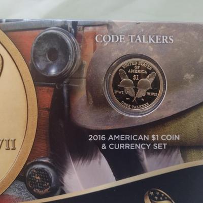 2016 U. S. Mint Code Talkers $1 Coin and Currency Set (#66)
