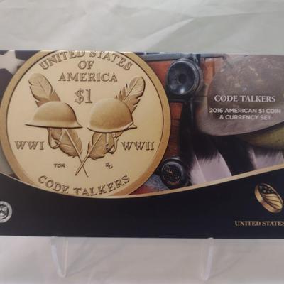 2016 U. S. Mint Code Talkers $1 Coin and Currency Set (#66)