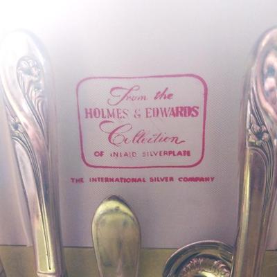 HOLMES & EDWARDS C0LLECTION EATING UTENSILS IN WOOD BOX