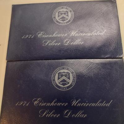 Set of Two 1971 U. S. Mint Eisenhower Silver Dollar Uncirculated Coin (#73)