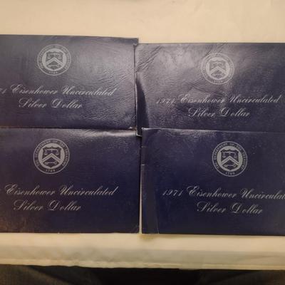 Set of Four 1971 U. S. Mint Eisenhower Silver Dollar Uncirculated Coin (#76)