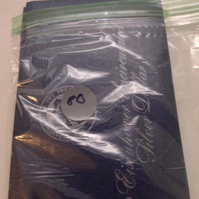 Set of Two 1972 U. S. Mint Eisenhower Silver Dollar Uncirculated Coin (#80)