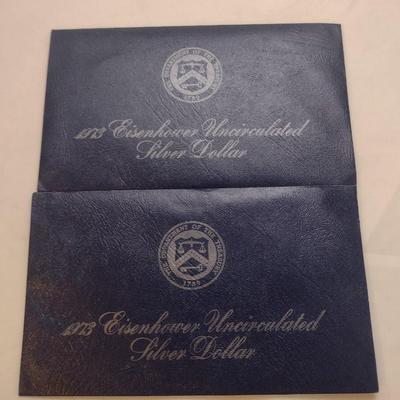 Set of Two 1973 U. S. Mint Eisenhower Silver Dollar Uncirculated Coin (#83)
