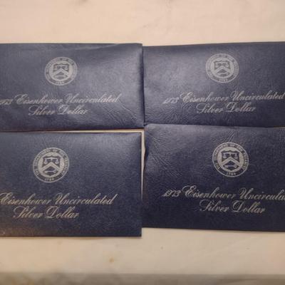 Set of Four 1973 U. S. Mint Eisenhower Silver Dollar Uncirculated Coin (#84)