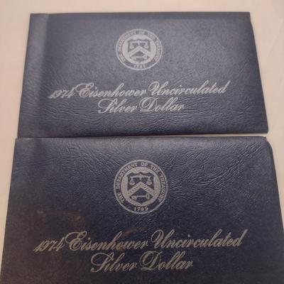 Set of Two 1974 U. S. Mint Eisenhower Silver Dollar Uncirculated Coin (#87)