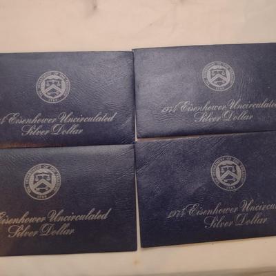 Set of Four 1974 U. S. Mint Eisenhower Silver Dollar Uncirculated Coin (#89)