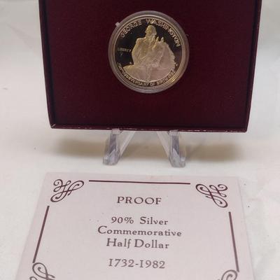 Set of Four 1982 U. S. Mint George Washington Commemorative 90% Silver Half-Dollar Proof Coin (#134)