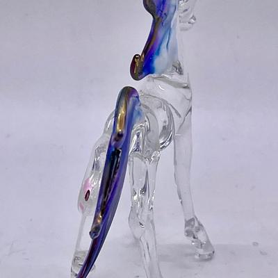 Art Glass Figurine Blown-glass Unicorn purple mane and gold horn