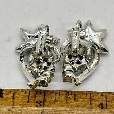 Icy Blue Rhinestone Clip-on Earrings