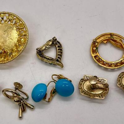 Costume Jewelry Lot - pins/brooches and earrings