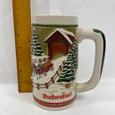 Budweiser Beer Stein Holiday Christmas Clydesdale Horses 1984 Collector's