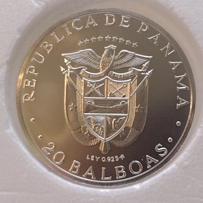 1972 Panama 20 Balboas 2000 Grain Sterling Silver .925 Coin Franklin Mint (#191)