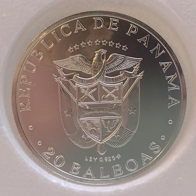 1972 Panama 20 Balboas 2000 Grain Sterling Silver .925 Coin Franklin Mint (#199)