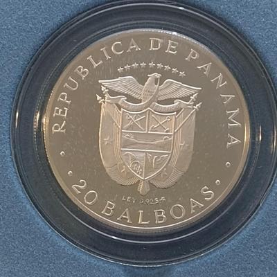 1973 Panama 20 Balboas 2000 Grain Sterling Silver .925 Coin Franklin Mint (#203)