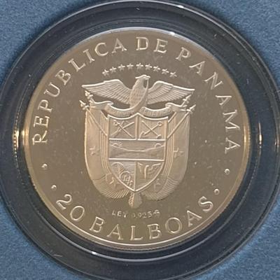 1973 Panama 20 Balboas 2000 Grain Sterling Silver .925 Coin Franklin Mint (#204)