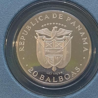 1973 Panama 20 Balboas 2000 Grain Sterling Silver .925 Coin Franklin Mint (#205)