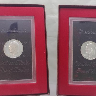 1971 and 1972 U. S. Mint Eisenhower Proof Coin Brown Box (#227)