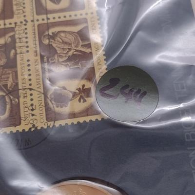 1972 U. S. Mint American Revolution Bicentennial Commemorative Medal and First Issue Stamp (#244)