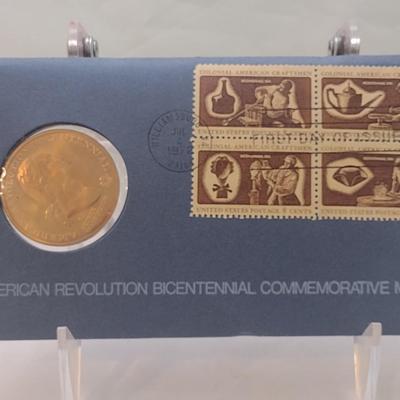 1972 U. S. Mint American Revolution Bicentennial Commemorative Medal and First Issue Stamp (#248)