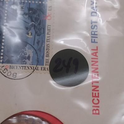 1973 U. S. Mint American Revolution Bicentennial Commemorative Medal and First Issue Stamp (#249)