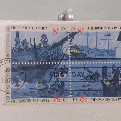 1973 U. S. Mint American Revolution Bicentennial Commemorative Medal and First Issue Stamp (#250)