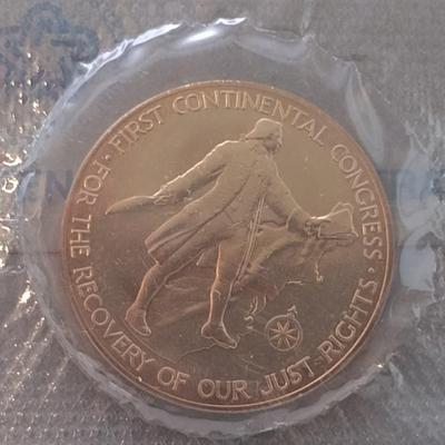 1974 U. S. Mint American Revolution Bicentennial Commemorative Medal and First Issue Stamp (#251)
