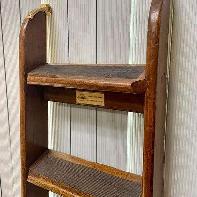 Queen Mary Memorabilia Lot - Wooden Bunk Bed Ladder and 2 Champagne Glasses