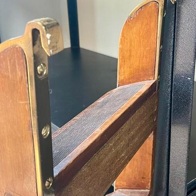 Queen Mary Memorabilia Lot - Wooden Bunk Bed Ladder and 2 Champagne Glasses