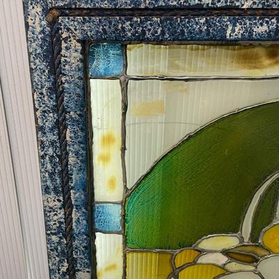 Framed Stained Glass Window Hanging Art