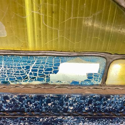 Framed Stained Glass Window Hanging Art