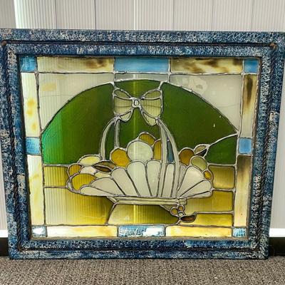 Framed Stained Glass Window Hanging Art