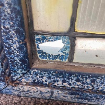 Framed Stained Glass Window Hanging Art