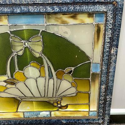 Framed Stained Glass Window Hanging Art