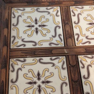 Hand Carved Wooden & Tiled Serving Tray