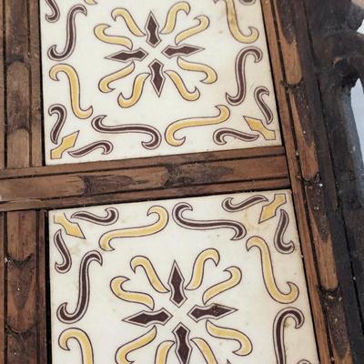 Hand Carved Wooden & Tiled Serving Tray