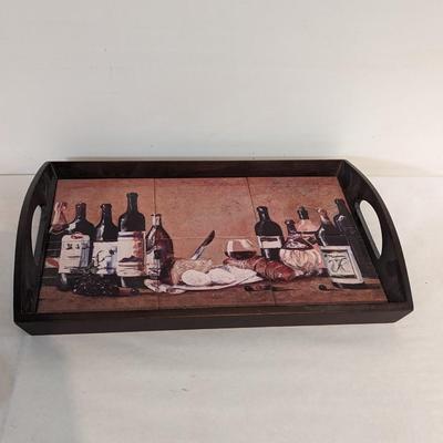 Vintage Pattern Wine Tray Wooden Tiled Serving Tray