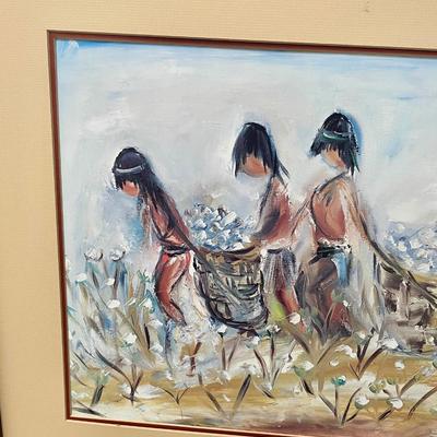DeGrazia Painting: Pima Indians Picking Cotton