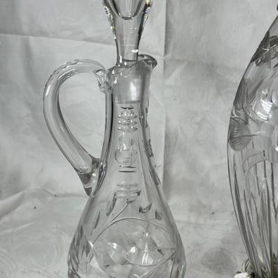 Crystal decanters, Silver plated rim bowl Lidded cystal candy bowls