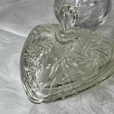 Crystal decanters, Silver plated rim bowl Lidded cystal candy bowls