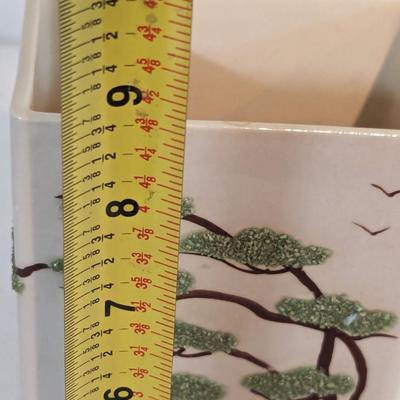 Vintage Weil Ware Pottery Hand Decorated Ming Tree Vase